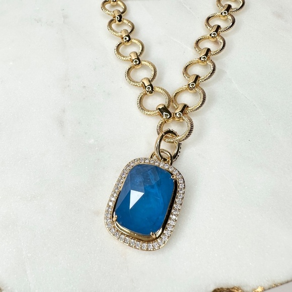 Bomb Party Resort Wear Enchantment By The Sea Blue Lace Necklace NK87177 NWT - Picture 1 of 7